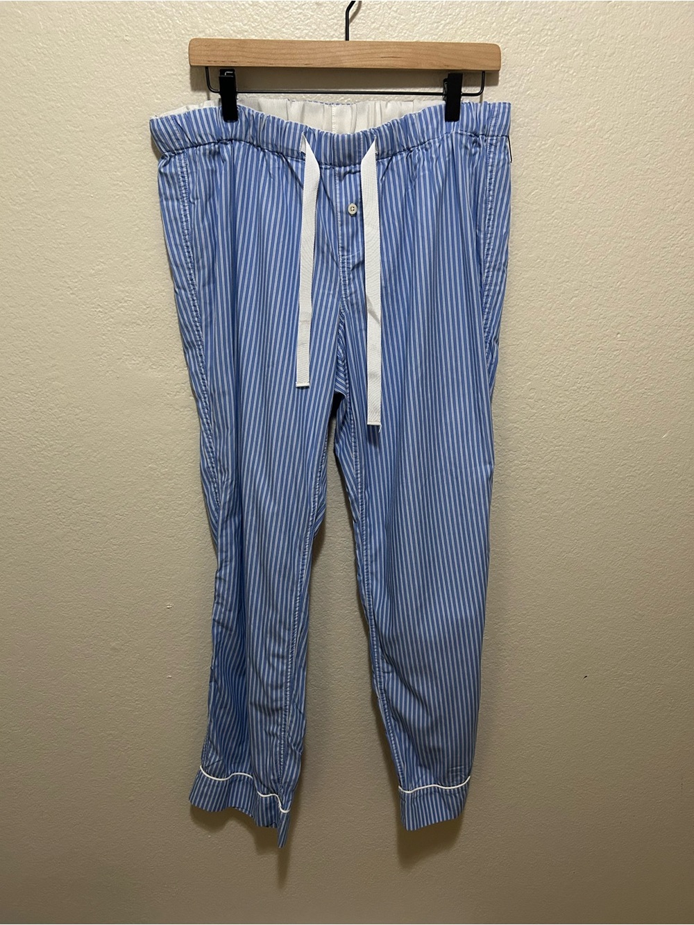 J. Peterman Blue Stripe Cotton Poplin Pajama Lounge Pants Men’s Large